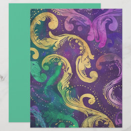 Elegante Krullen en Bloemwerk Scrapbook Papier