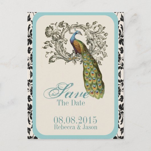 Elegante krullen Vintage lelie bloem lelie pauw br Aankondigingskaart (Voorkant)