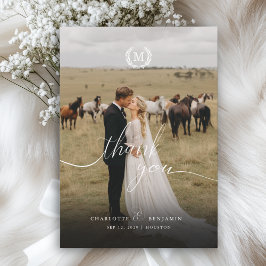 Elegante Kuif Monogram 2 Foto Bedankkaart