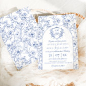 Elegante kuif Stoffig Blauw Bloemen Bruiloft Kaart