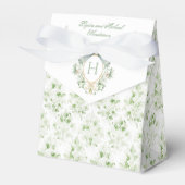 Elegante kuif w / Sage Groene Boog | Bruiloft Bedankdoosjes (Voorkant Zijde)