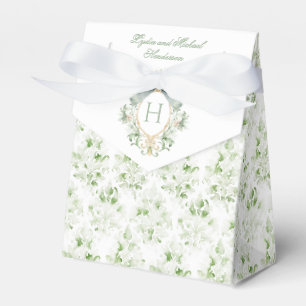 Elegante kuif w / Sage Groene Boog Bruiloft Bedankdoosjes