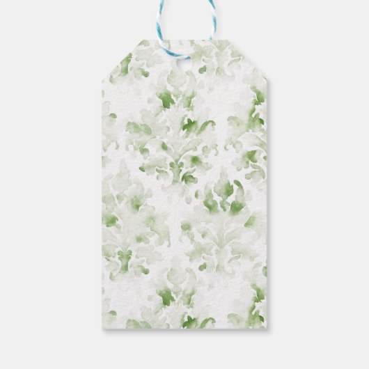 Elegante kuif w / Sage Groene Boog | Monogram brui Cadeaulabel (Achterkant)