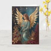 Elegante  Kunst Kerst Engel Custom Bericht Kaart (Gele Bloem)