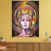 Elegante kunstprint met gouden tarwe en vogel canvas afdruk (Insitu (Woonkamer))