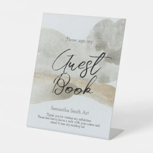 Elegante kunsttentoonstelling Show Gastenboek teke Reclamebord Met Voetstuk