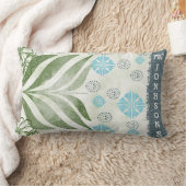 Elegante kussen met familienaam en bladmotief (Deken)