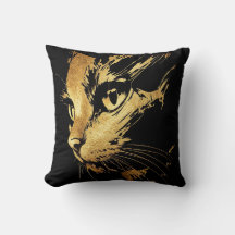 Elegante kussen met zwarte kat en getextureerde go