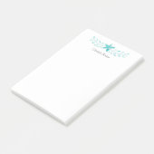 Elegante Kust Blauwgroen Waterverf Zeester Post-it® Notes (Schuin)