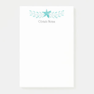 Elegante Kust Blauwgroen Waterverf Zeester Post-it® Notes