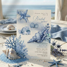 Elegante Kust Oceaan Blauwe Schelp Bruidsdouche