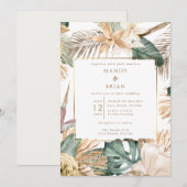 Elegante kust strand bestemming bruiloft kaart (Voorkant / Achterkant)