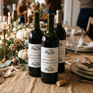 Elegante Kust Thanksgiving Wijn Etiket