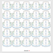 Elegante Kustbruiloft Monogram Sticker (Vel)