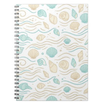 Elegante Kustschelpen Pastel Patroon Notitieboek
