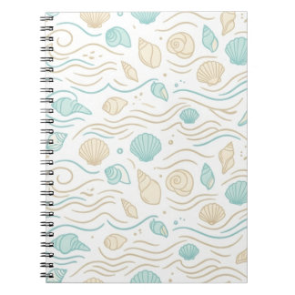 Elegante Kustschelpen Pastel Patroon Notitieboek