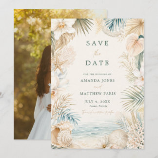Elegante Kuststrand Fototrouw Save The Date