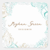 Elegante Kustzeeschelp Luxe Vierkante Sticker (Voorkant)