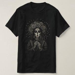 Elegante La Catrina Bloemenskelet Kunst T-shirt