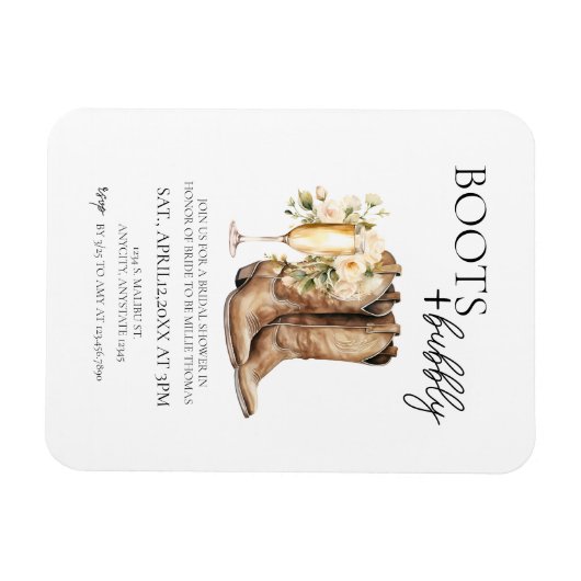 Elegante laarzen en bruisende bruidsuitnodiging magneet (Horizontaal)