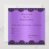 ÉLÉGANTE LACE PURPLE BACHELORETTE INVITATION PARTI (Dos)