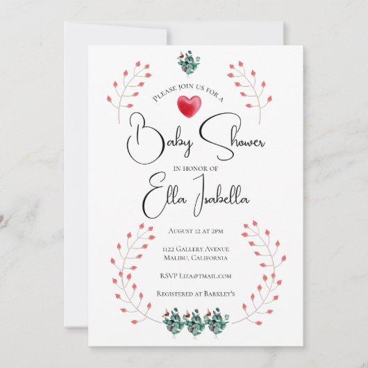 Élégante Lady Bug Floral Baby shower Invitation (Devant)