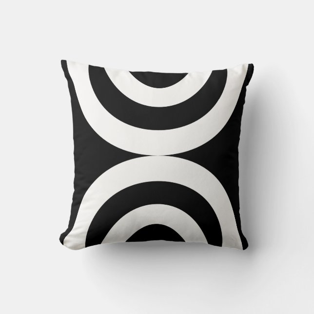 Elégante Lame Vave Noir & Blanc Jeter Oreiller (Recto)
