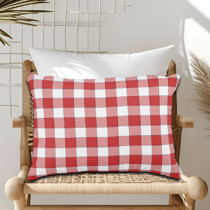 Elegante landelijke picknick wit rood geruit accent kussen