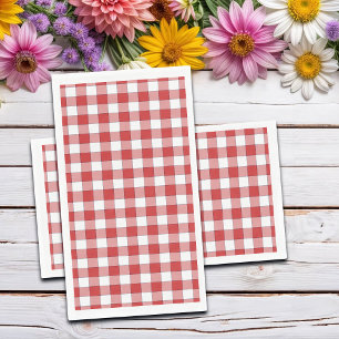 Elegante landelijke picknick wit rood geruit servet