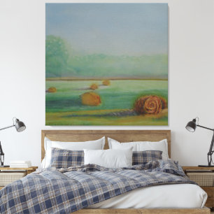 Elegante landelijke weide glooiende heuvels landsc canvas afdruk