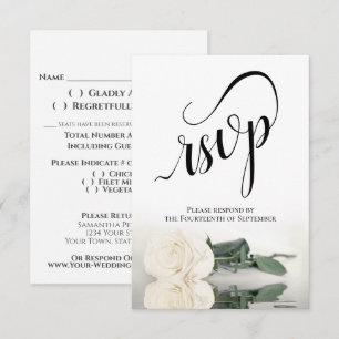 Elegante lange-stammed ivoor wit rose bruiloft RSVP kaartje