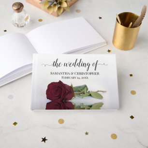Elegante langstelige bruine roos bruiloft gastenboek