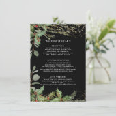 Elegante Lantaarn Winter Zwart Rood Holly Details Kaart (Staand voorkant)