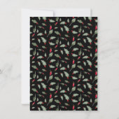 Elegante Lantaarn Winter Zwart Rood Holly Details Kaart (Achterkant)