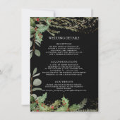 Elegante Lantaarn Winter Zwart Rood Holly Details Kaart (Voorkant)