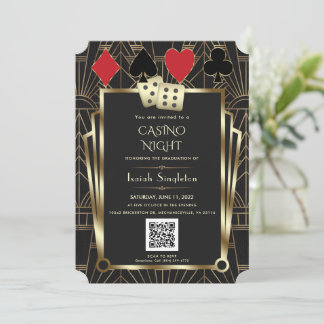 Elegante Las Vegas Casino Night Afstudeerfeest Kaart