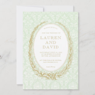 Elegante Laurel Krans   Green Damask Kaart