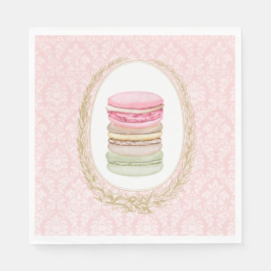 Elegante Laurel Krans met Pastel Macarons Servet (Voorkant)