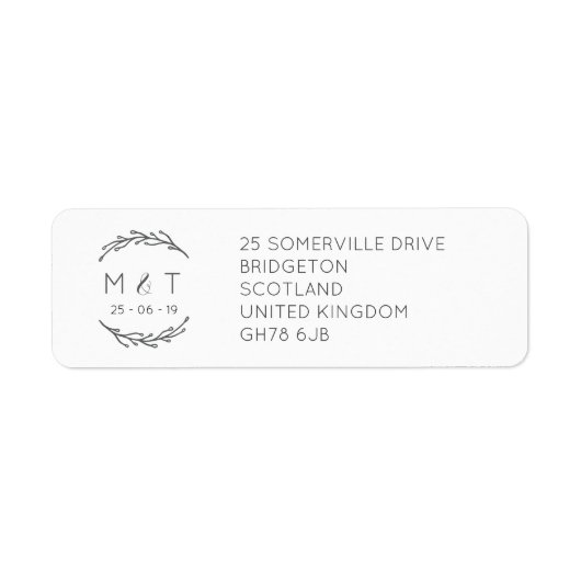 Elegante Laurel Leaf Bruiloft Retouradres Labels (Voorkant)
