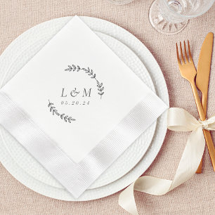 Elegante lauwerkrans aangepaste monogram bruiloft servet