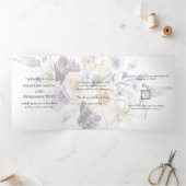 Élégante Lavande D'Ivoire Florale Tri-Fold Invitat (Intérieur)