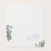 Elégante Lavande Eucalyptus Mariage Carte Place (Outside Unfolded)
