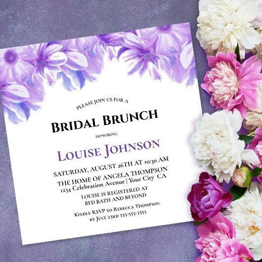 Élégante Lavande Florale Bridal Brunch Invitation