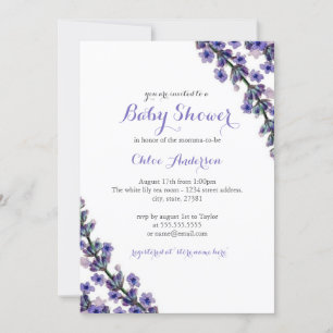 Elegante lavendel baby shower uitnodiging