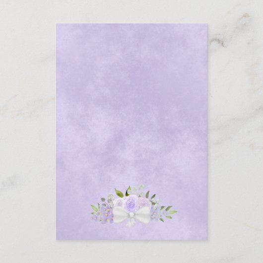 Elegante Lavendel Bloemen Bruiloft Details QR Code Informatiekaartje (Achterkant)