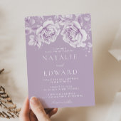 Elegante  Lavendel Bloemen Huwelijk Kaart