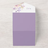 Elegante Lavendel Bloemen Wildbloemen QR RSVP All In One Uitnodiging (Buitenkant)
