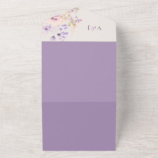 Elegante Lavendel Bloemen Wildbloemen QR RSVP All In One Uitnodiging (Buitenkant)