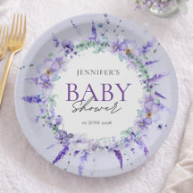 Elegante Lavendel Bloemige Baby Shower Waterverf