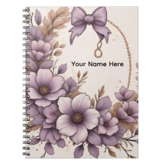 Elegante Lavendel Bloemige Coquette Strik Geperson Notitieboek